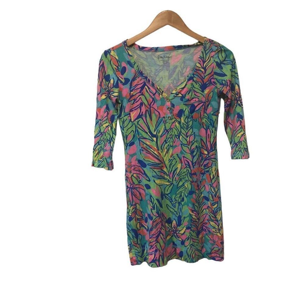 Lilly Pulitzer XXS Floral Dress with Golden Color Buttons